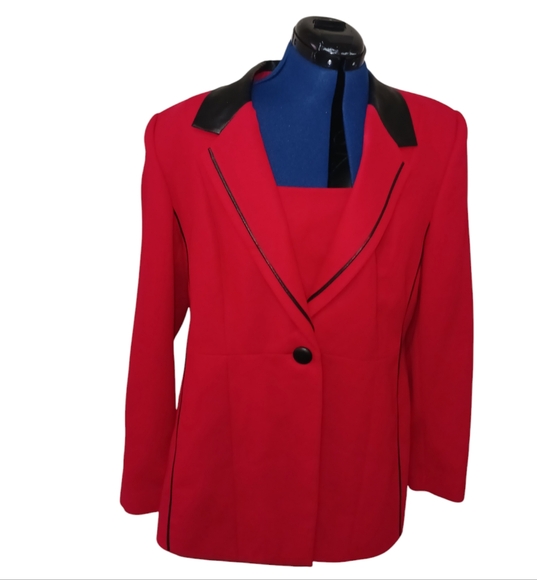 Milano Red blazer with tunic Size 16 Button Red Festive Cleavage Cover - Picture 1 of 12
